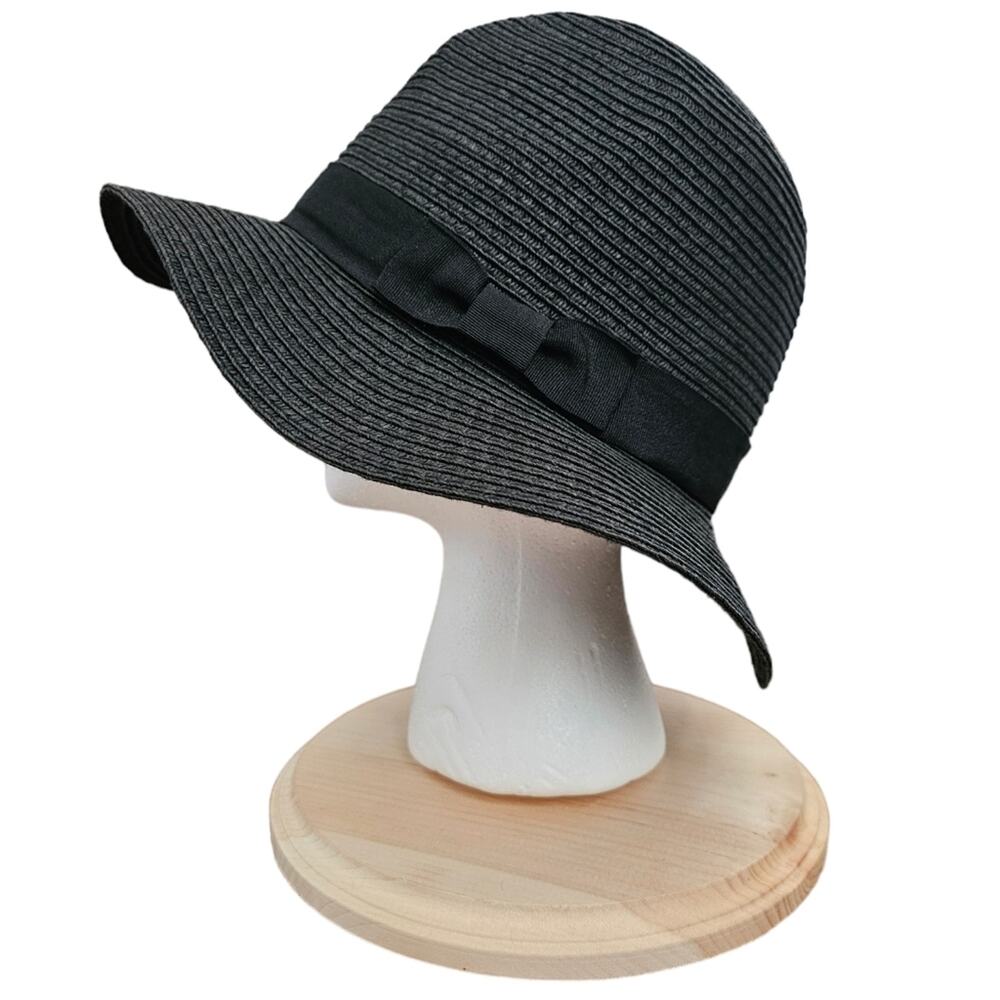 Nicole Marciano Black Straw Hat Sun Hat